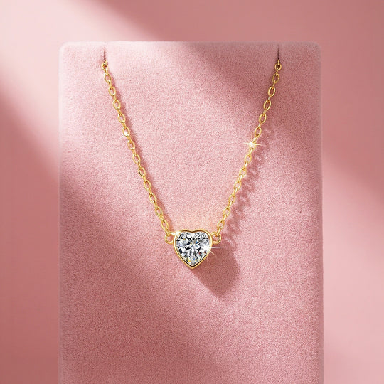 Heart Bezel Moissanite Necklace | PRM2066