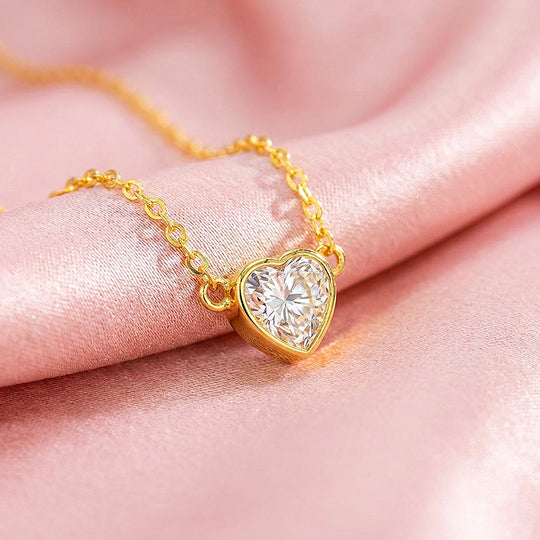 Heart Bezel Moissanite Necklace | PRM2066