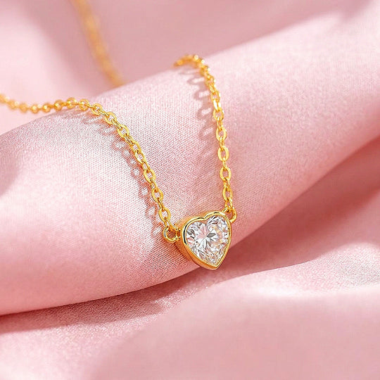 Heart Bezel Moissanite Necklace | PRM2066