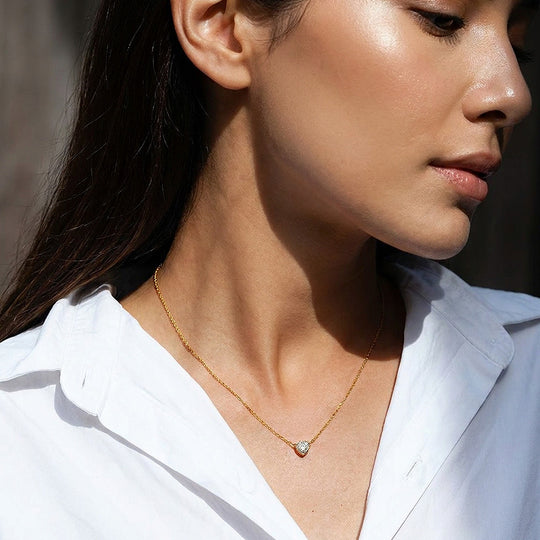Heart Bezel Moissanite Necklace | PRM2066