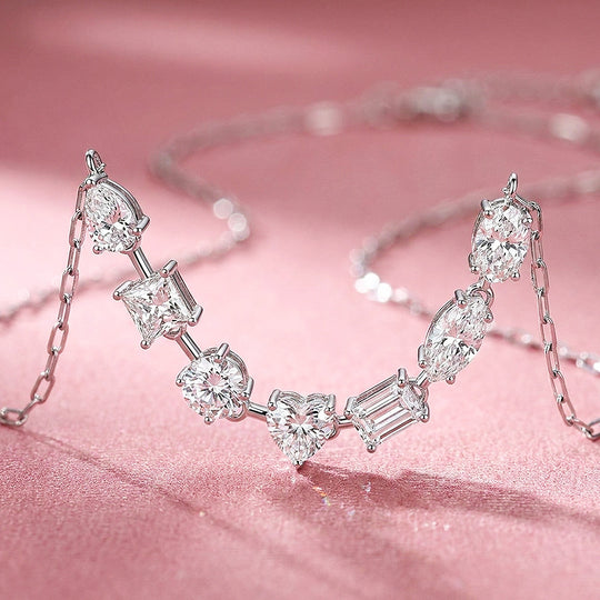 Multi-Cut Moissanite 925 Silver Necklace | PRM2068
