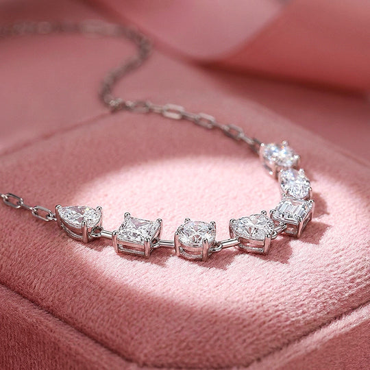 Multi-Cut Moissanite 925 Silver Necklace | PRM2068
