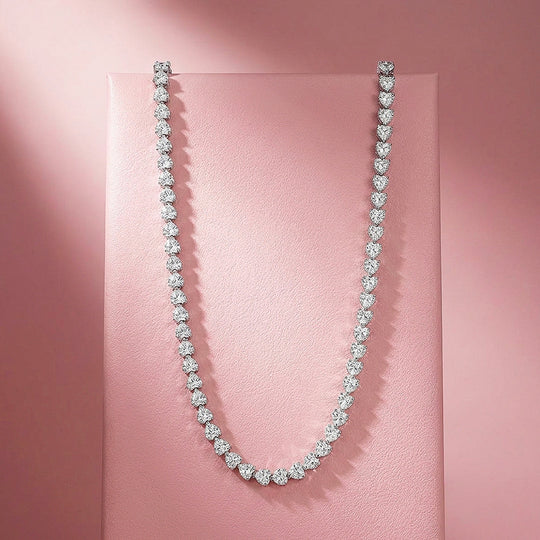 Heart Tennis Moissanite 925 Silver Necklace | PRM2070