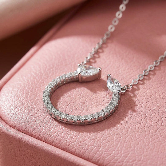 Open Circle Marquise Moissanite 925 Silver Pendant Necklace | PRM2075