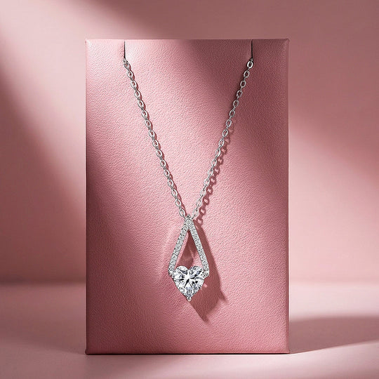 Heart Solitaire Moissanite 925 Silver Pendant Necklace | PRM2076