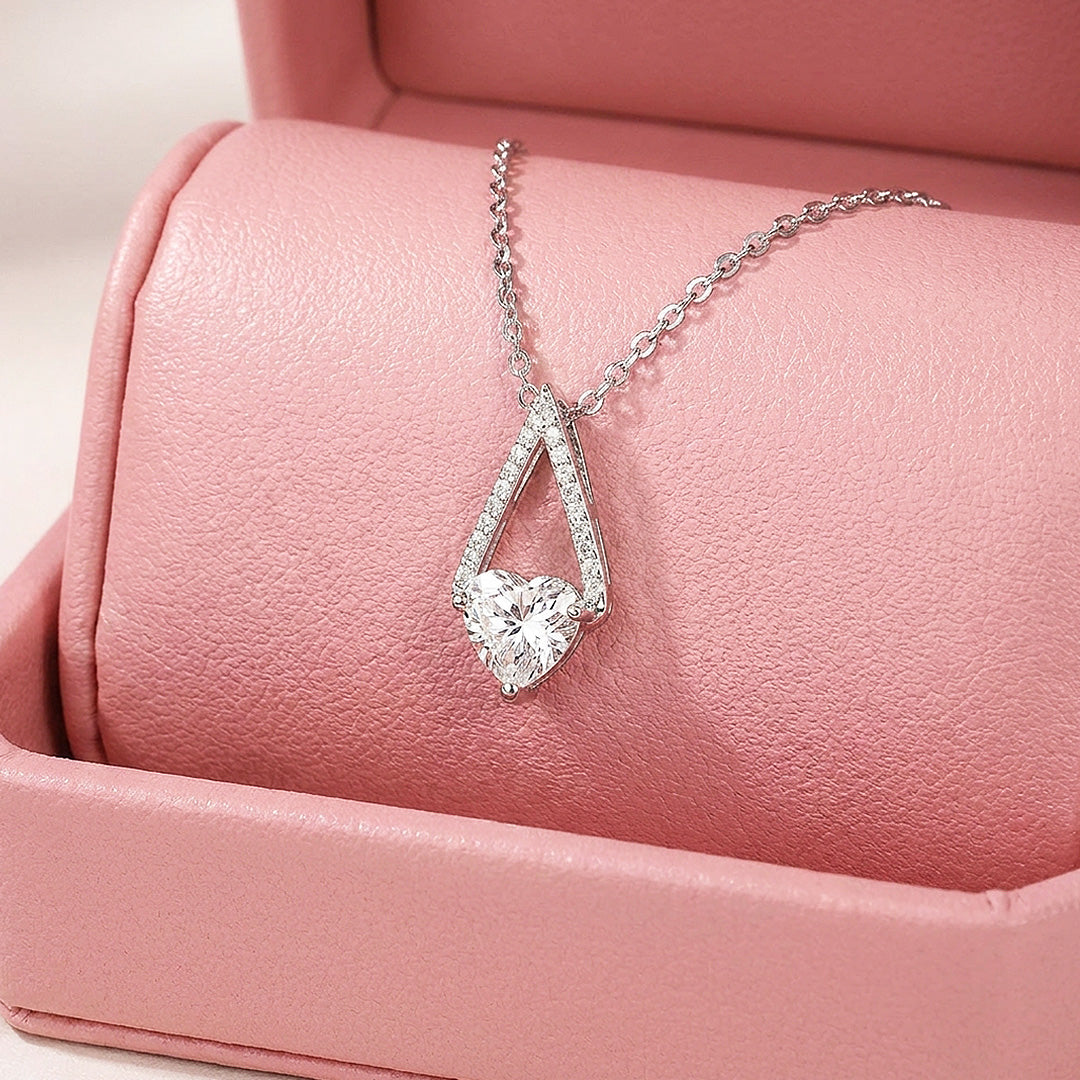 Heart Solitaire Moissanite 925 Silver Pendant Necklace | PRM2076