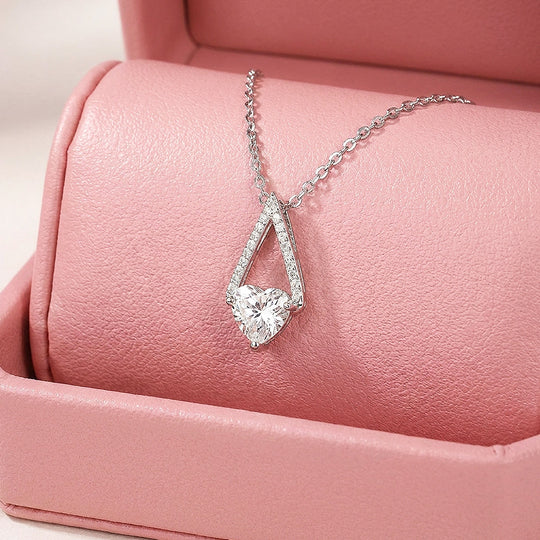 Heart Solitaire Moissanite 925 Silver Pendant Necklace | PRM2076