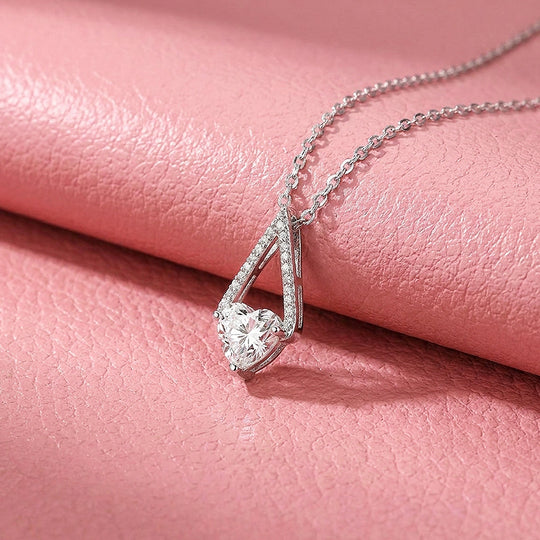 Heart Solitaire Moissanite 925 Silver Pendant Necklace | PRM2076