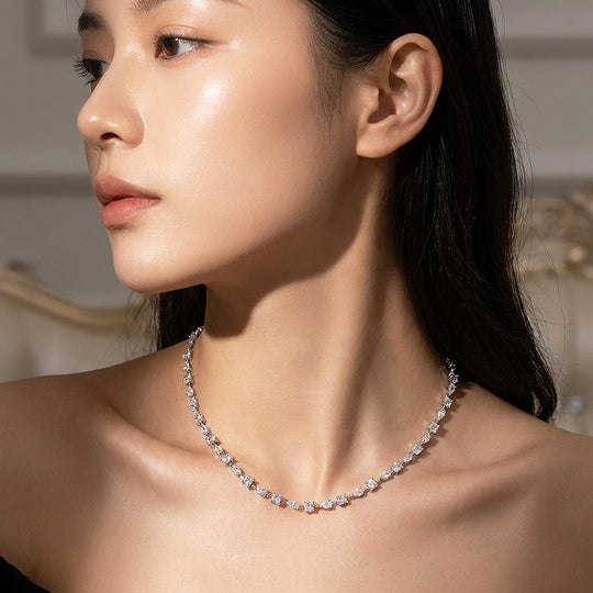 Fancy Multi-Shape Genuine Moissanite 925 Silver Necklace | PRM2095