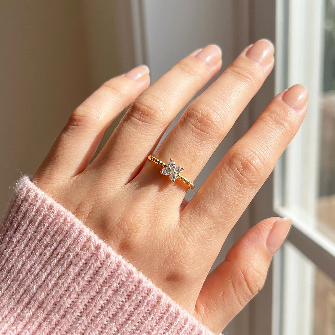 Four-Leaf Clover Cluster Ring | Moissanite | 925 Sterling Silver