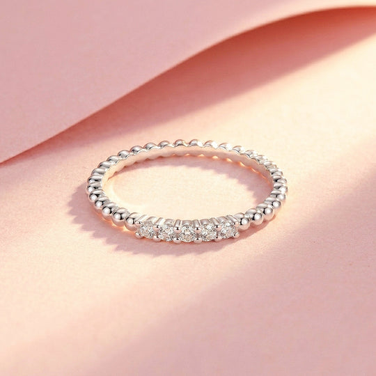 Five-Stone Beaded Band Ring | Moissanite | 925 Sterling Silver | Prm5007