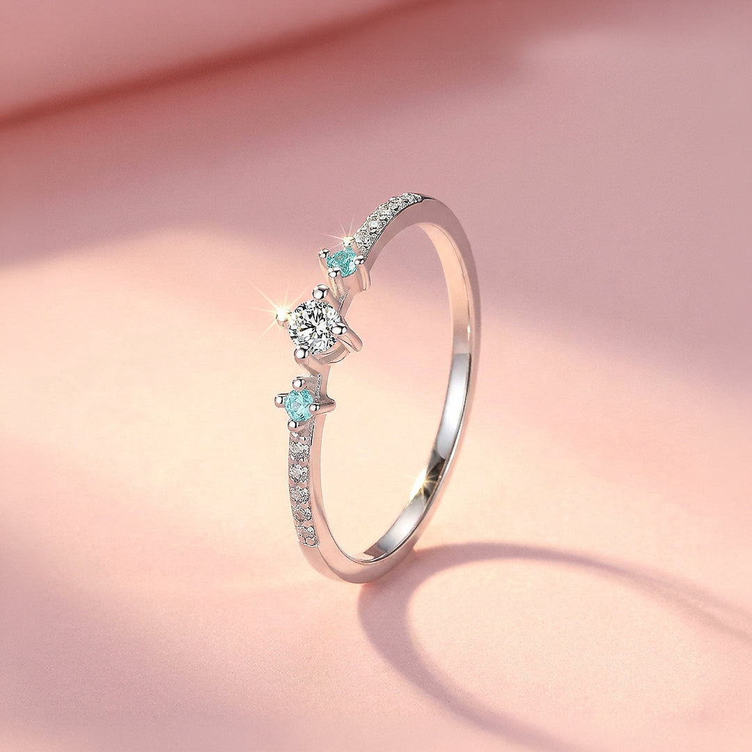 Aquamarine Style Three Stone Ring | Diamond Simulant | 925 Sterling Silver | Prm5017