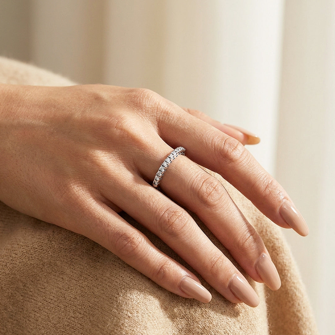 Dainty Pavé Band Ring | Diamond Simulant | 925 Sterling Silver | Prm5023