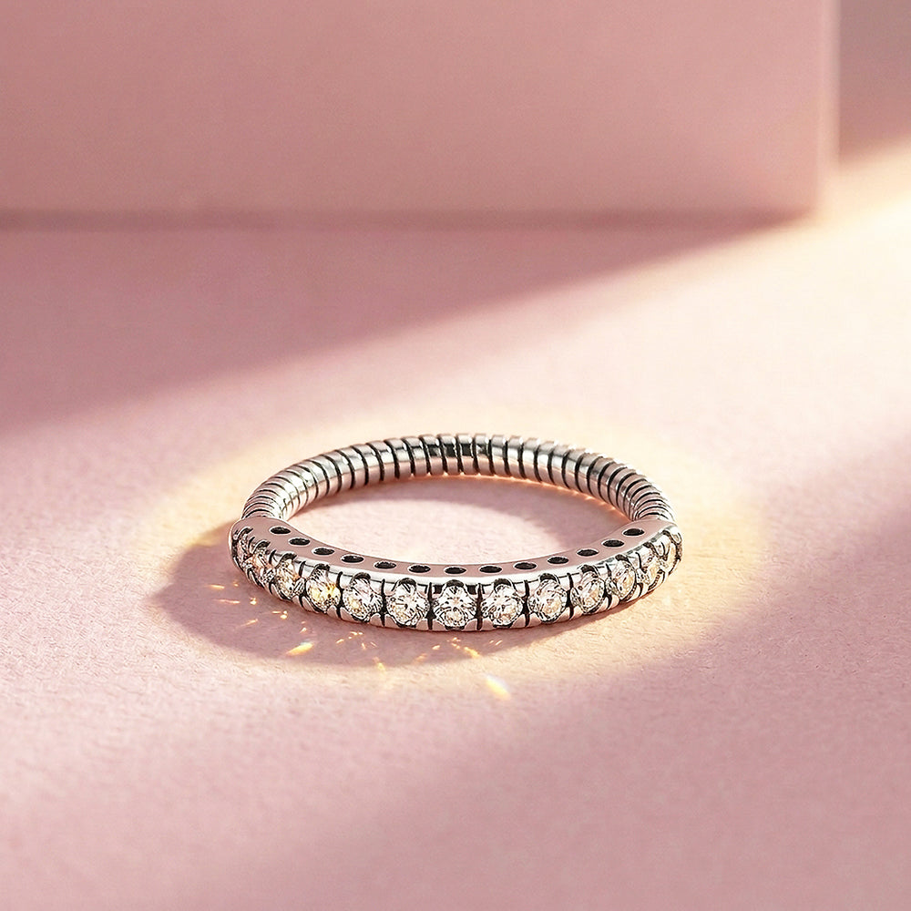 Dainty Pavé Band Ring | Diamond Simulant | 925 Sterling Silver | Prm5023