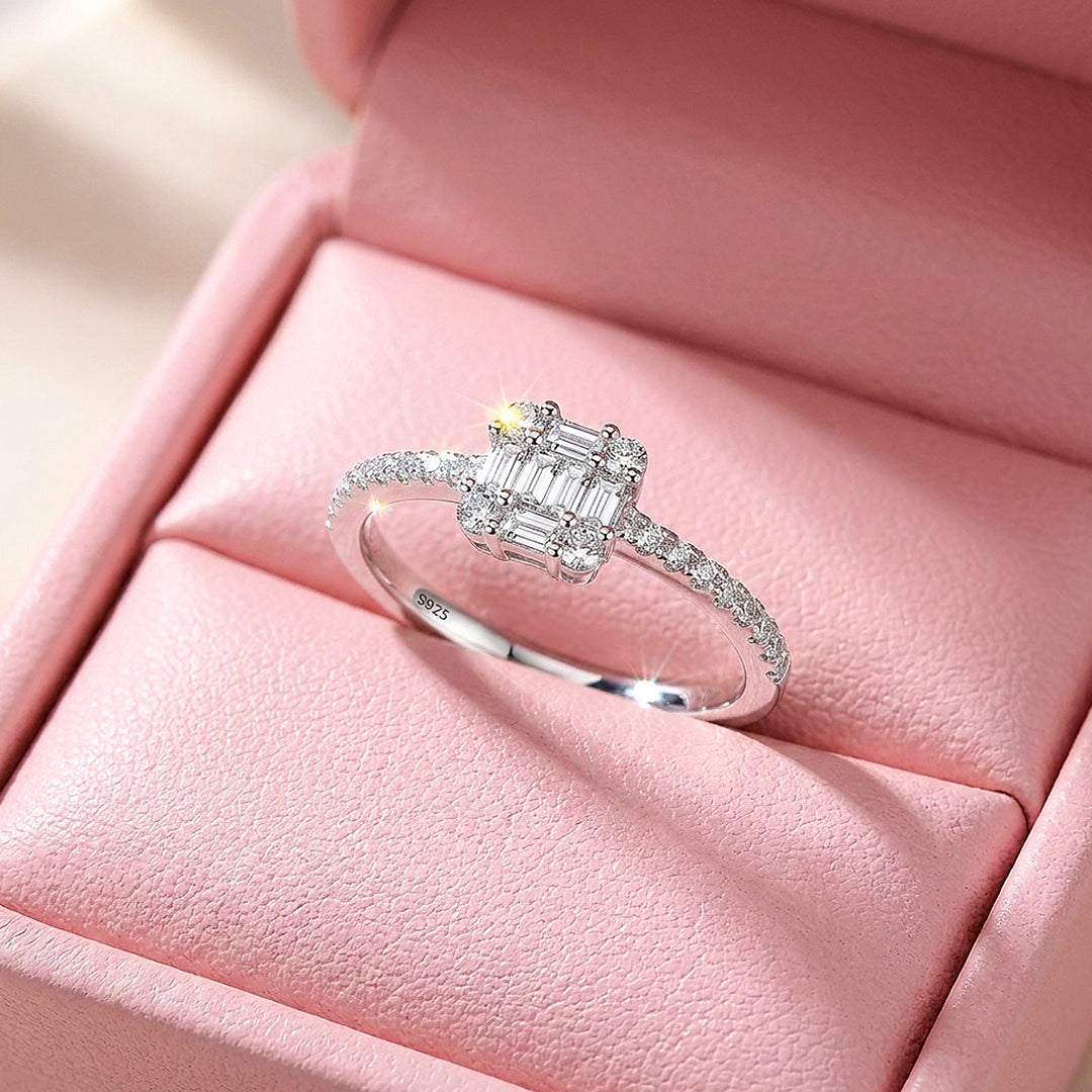 Baguette Cluster Illusion Ring | Diamond Simulant | 925 Sterling Silver | PRM5026