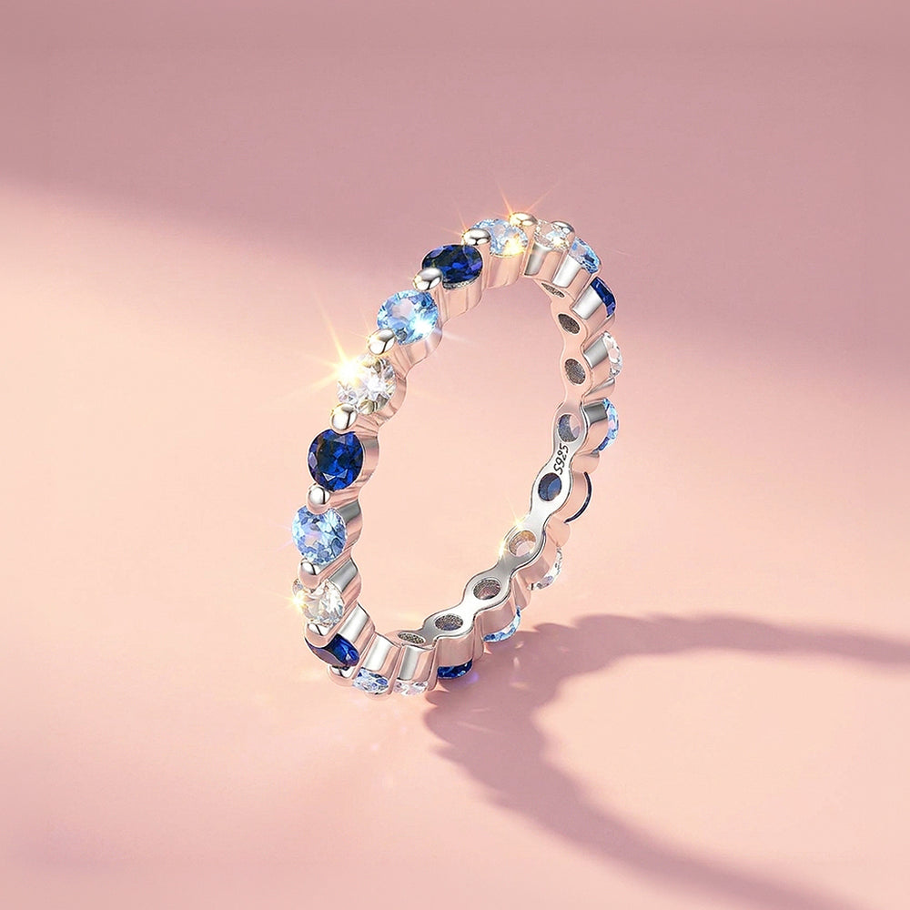 Blue Ombré Eternity Band | Diamond Simulant | 925 Sterling Silver | PRM5028