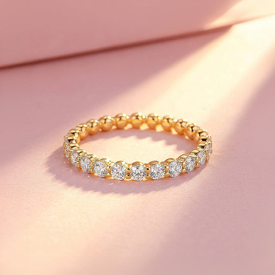 Round Cut Half Eternity Moissanite Gold Women Ring | Prm5039