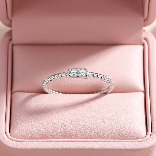 Beaded Bar Moissanite Silver Women Ring | Prm5041