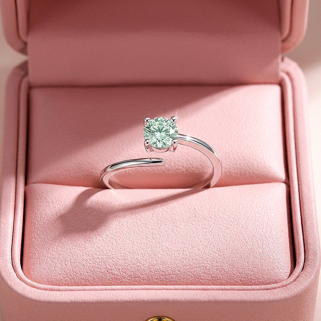 Solitaire Open Wrap Green Moissanite Silver Women Ring | Prm5042