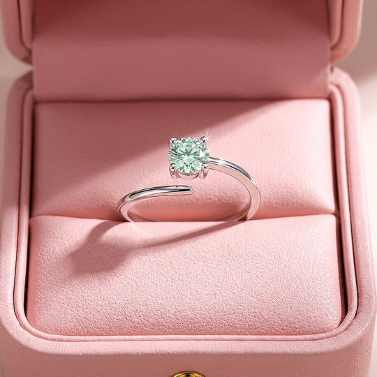 Solitaire Open Wrap Green Moissanite Silver Women Ring | Prm5042