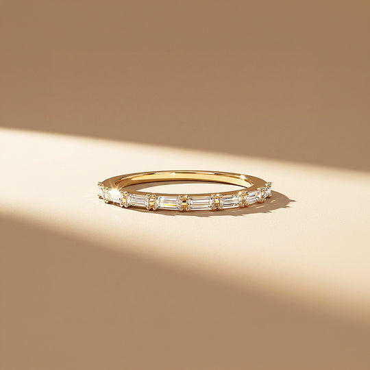 Baguette Moissanite Half-Eternity Band Ring | 925 Sterling Silver | PRM5045