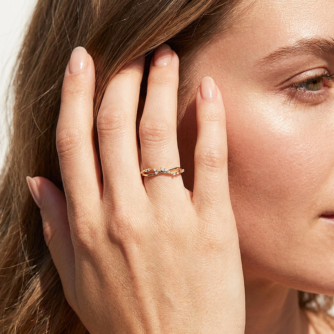 Twisted Moissanite Infinity Band Ring | 925 Sterling Silver | PRM5046