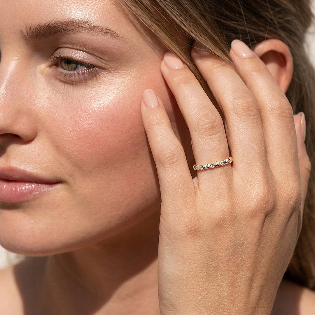 Twisted Moissanite Rope Band Ring | 925 Sterling Silver | PRM5048