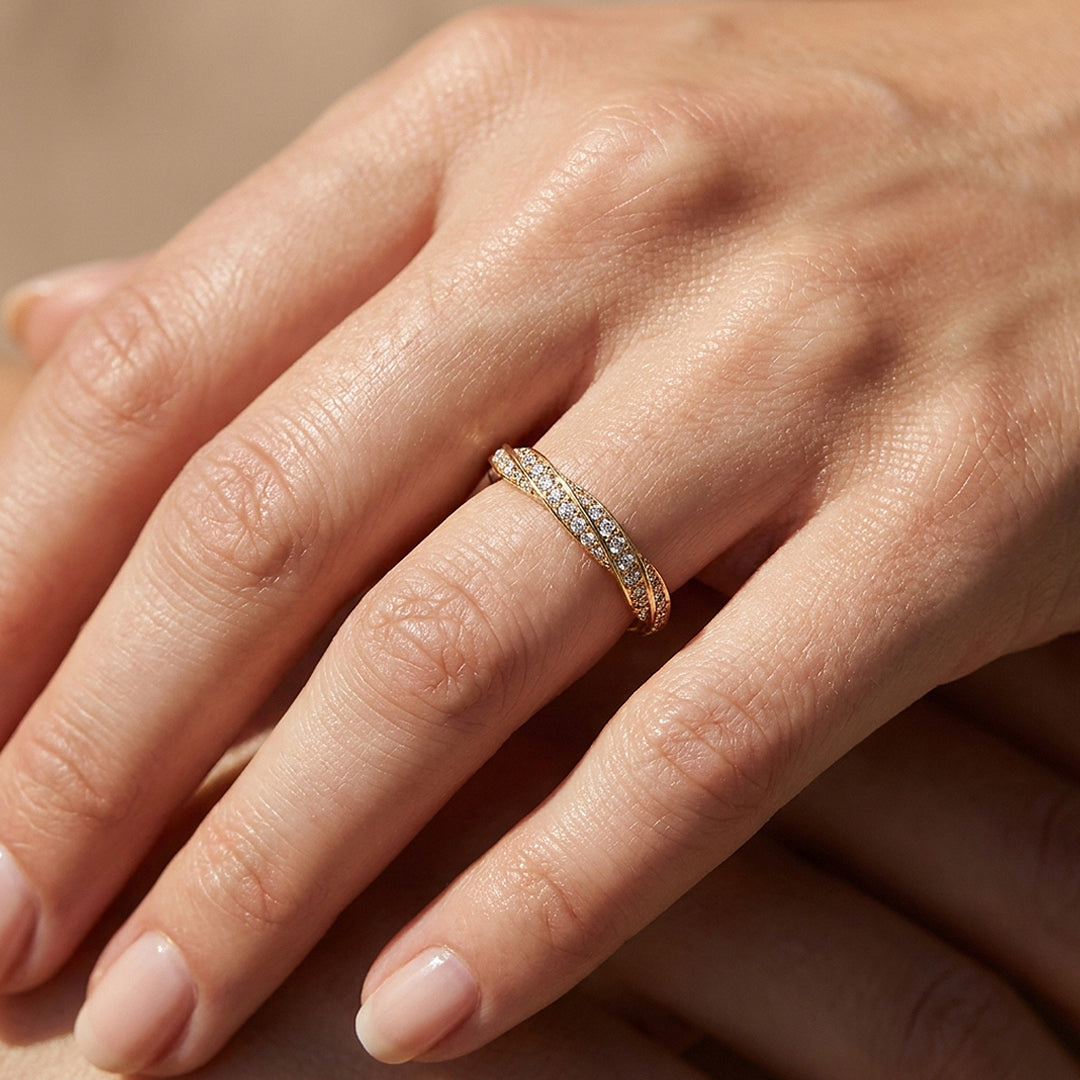 Twisted Moissanite Pavé Eternity Band Ring | 925 Sterling Silver | PRM5050