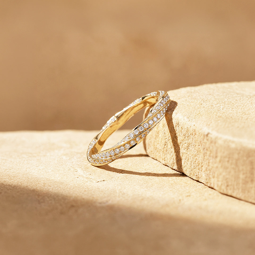 Twisted Moissanite Pavé Eternity Band Ring | 925 Sterling Silver | PRM5050