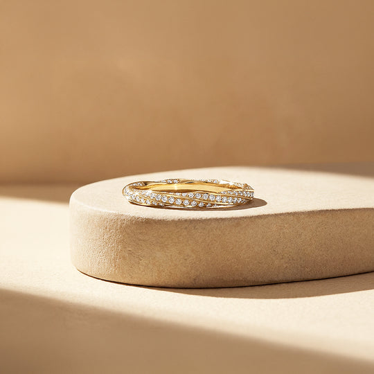 Twisted Moissanite Pavé Eternity Band Ring | 925 Sterling Silver | PRM5050