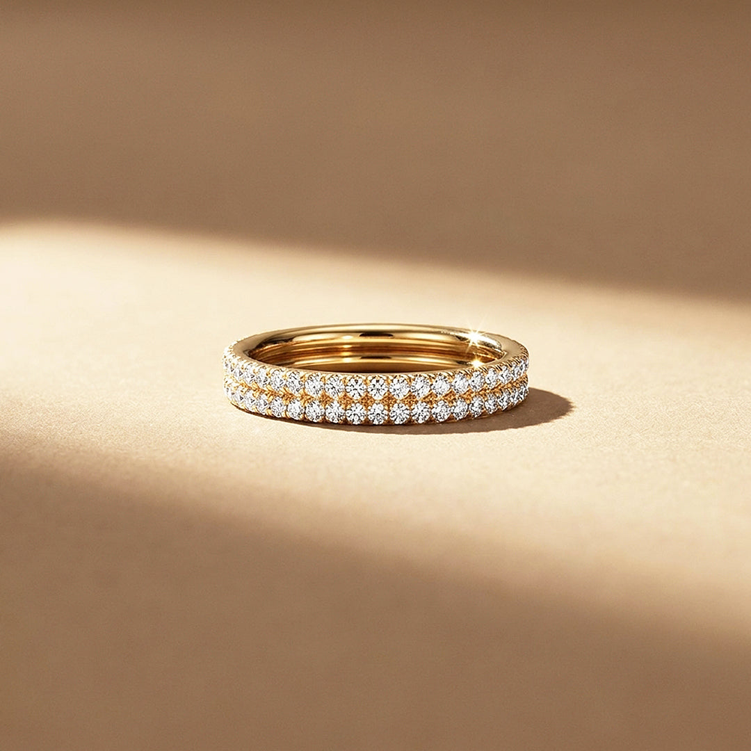Double-Layer Moissanite Eternity Band Ring | 925 Sterling Silver | PRM5051