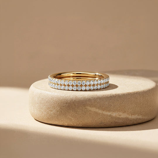 Double-Layer Moissanite Eternity Band Ring | 925 Sterling Silver | PRM5051