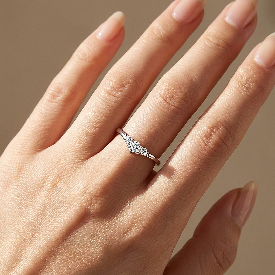 V-Shape Wishbone Moissanite Ring | 925 Sterling Silver | PRM7103