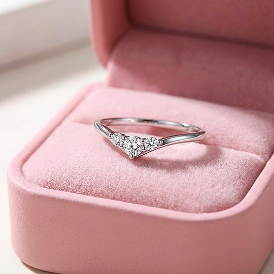 V-Shape Wishbone Moissanite Ring | 925 Sterling Silver | PRM7103
