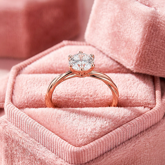 Twisted Rope Moissanite Rose Gold Ring | 925 Sterling Silver | PRM7108