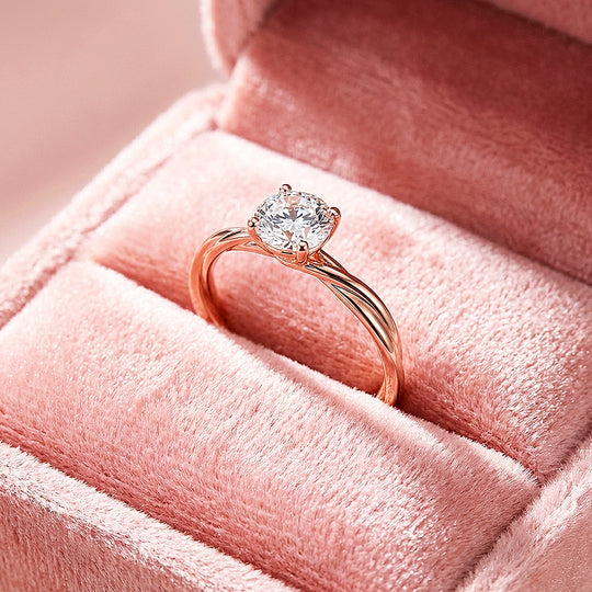 Twisted Rope Moissanite Rose Gold Ring | 925 Sterling Silver | PRM7108