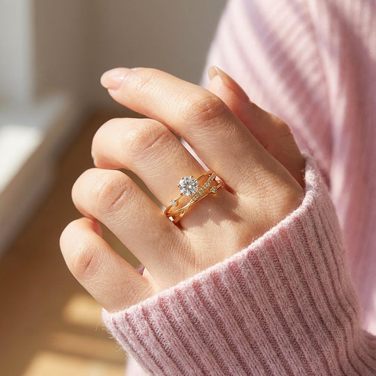 Vine Moissanite Rose Gold Ring | 925 Sterling Silver | PRM7114
