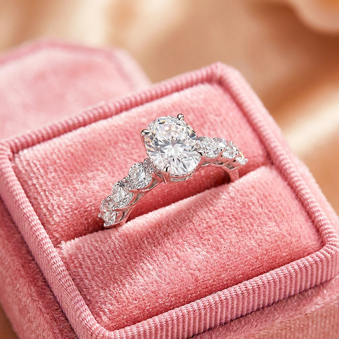 Oval Cut Moissanite Solitaire Ring | 925 Sterling Silver | PRM7119