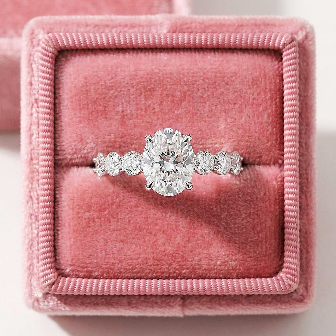 Oval Cut Moissanite Solitaire Ring | 925 Sterling Silver | PRM7119