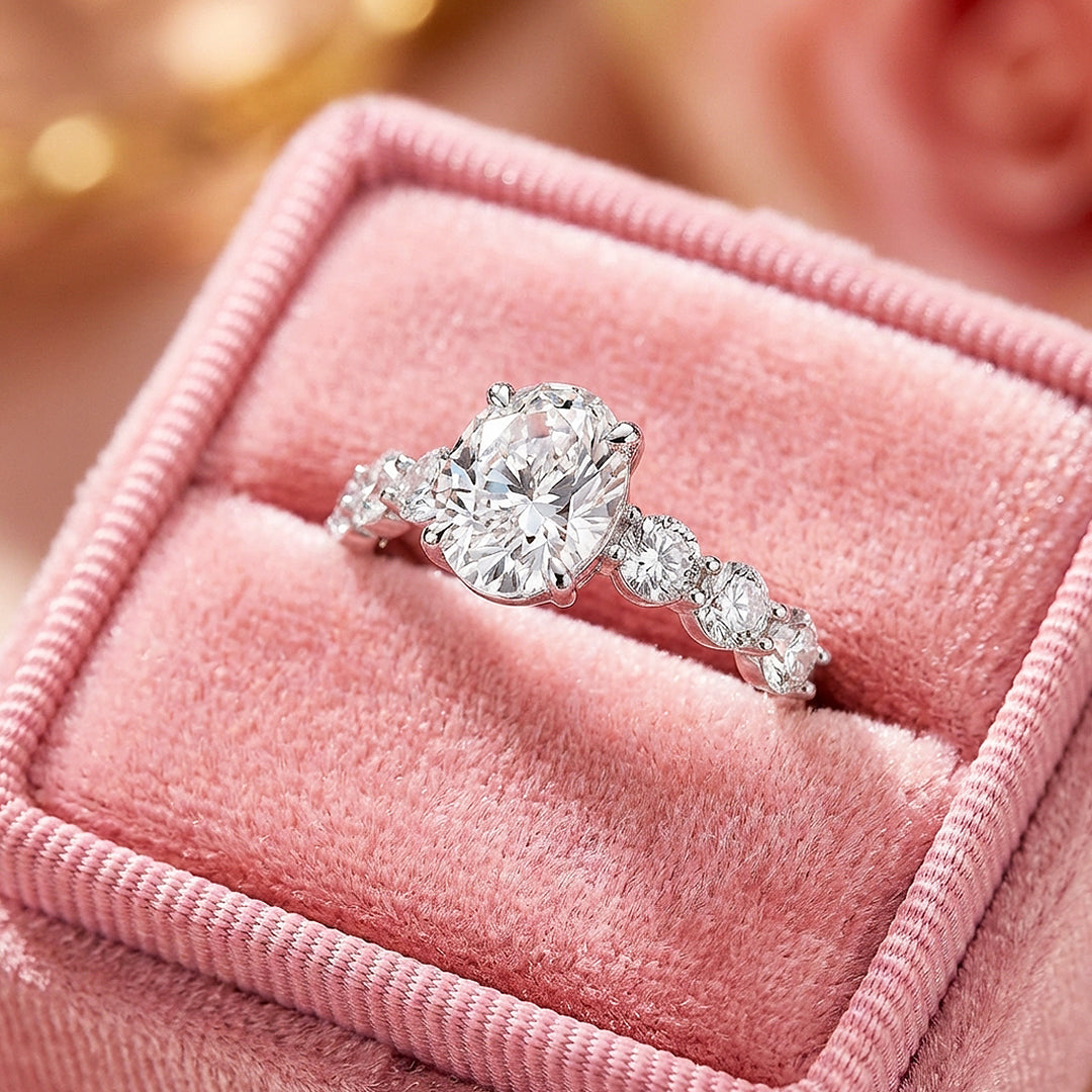 Oval Cut Moissanite Solitaire Ring | 925 Sterling Silver | PRM7119