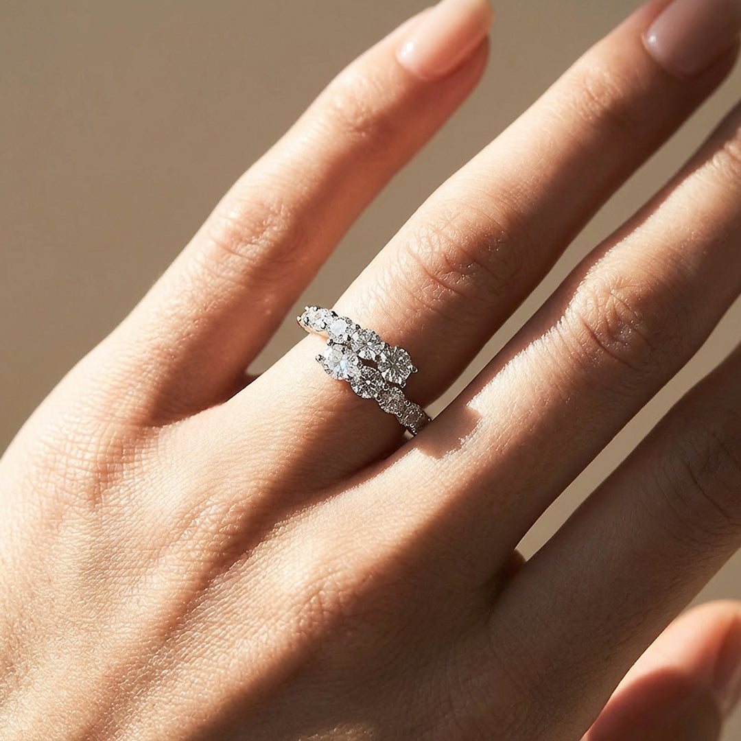 Multi-Stone Cluster Wave Ring | 925 Sterling Silver | PRM7120