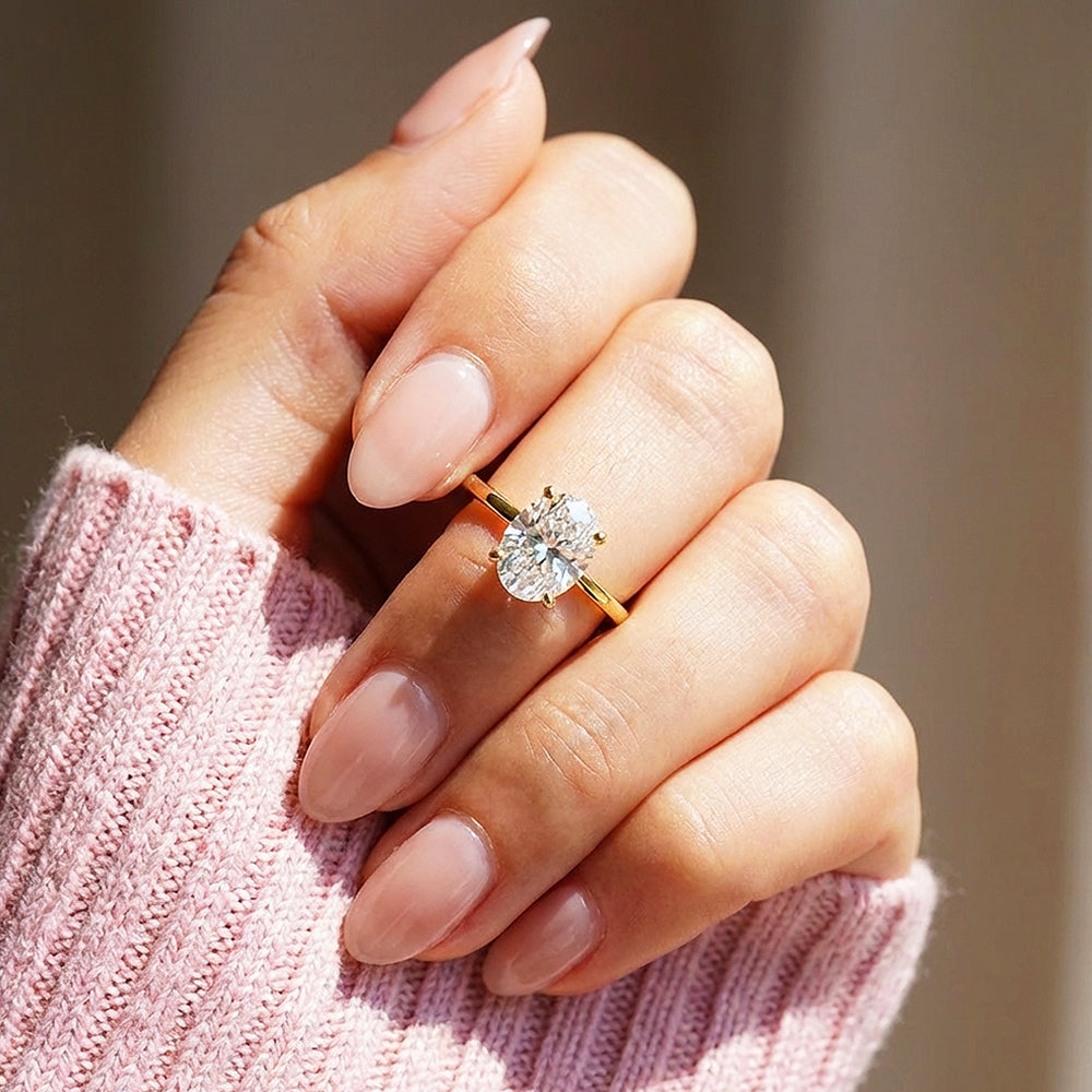 Oval Solitaire Moissanite Ring | 925 Sterling Silver | PRM7123