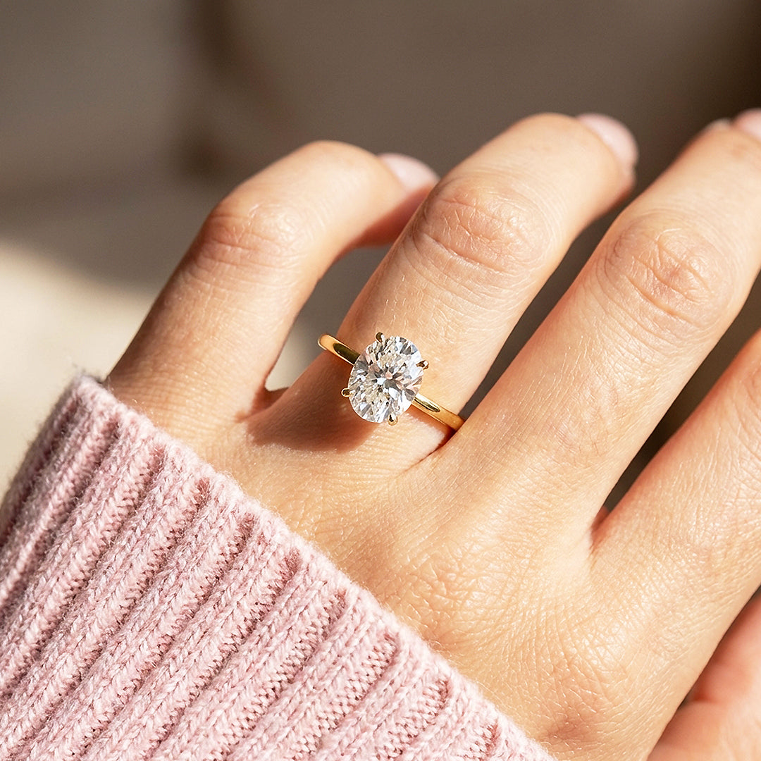 Oval Solitaire Moissanite Ring | 925 Sterling Silver | PRM7123