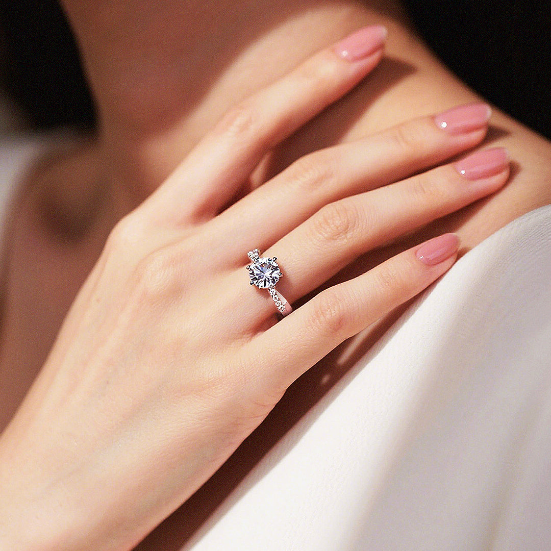 Prm7126: The Moissanite Halo Swirl Ring