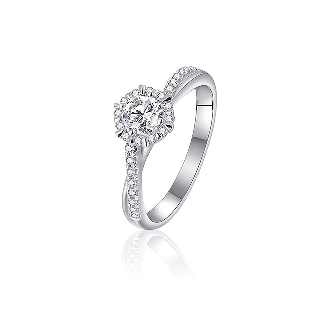 Prm7126: The Moissanite Halo Swirl Ring