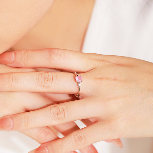 Prm7129: The Pink Blossom Solitaire Ring