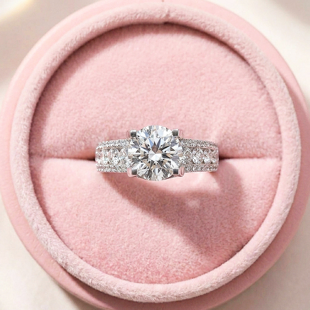 Round Brilliant Split Shank Moissanite Ring | 925 Sterling Silver | PRM7129