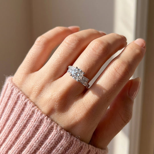 Round Moissanite Solitaire Ring | 925 Sterling Silver | PRM7131
