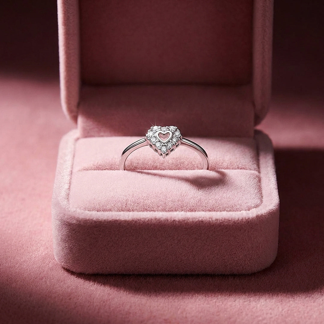 Open Heart Pavé Ring | 925 Sterling Silver | PRM7132