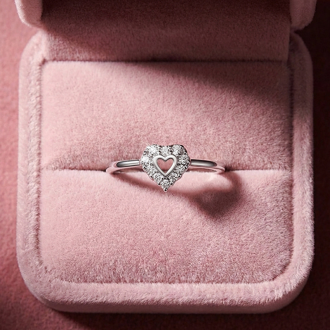 Open Heart Pavé Ring | 925 Sterling Silver | PRM7132